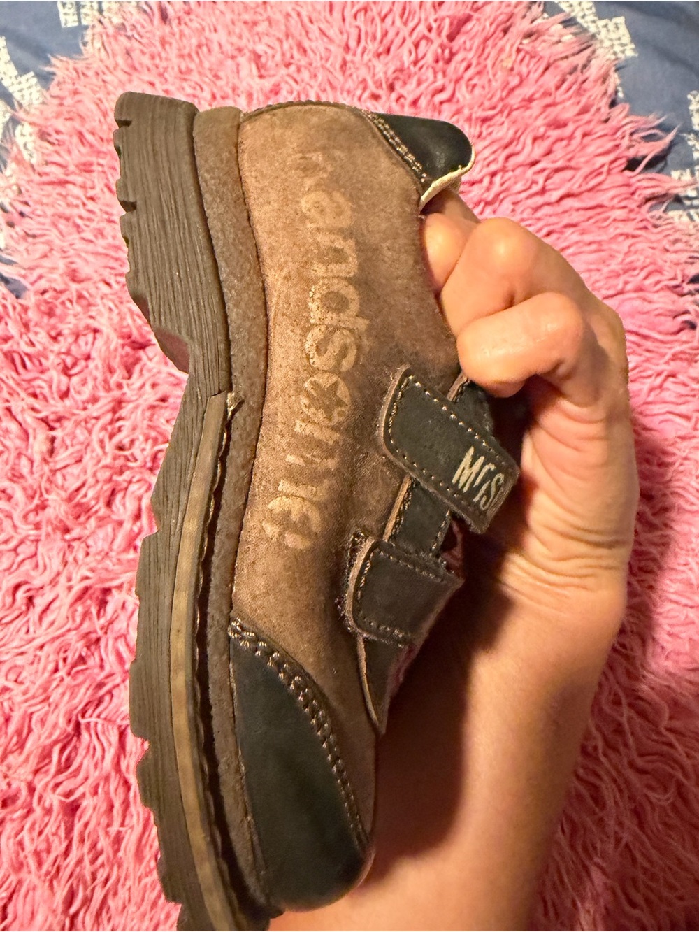 Moschino Brown and Black Kids Velcro Sneakers